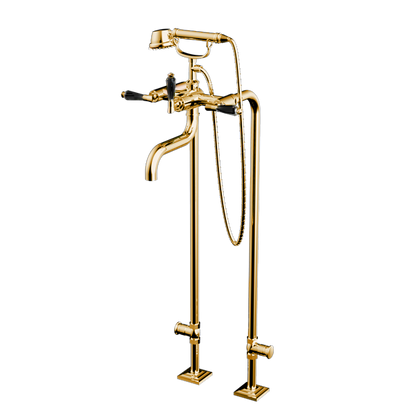 Santec - Edo Crystal Floor Mount Tub Filler With Hand Shower And Shut-Off Valves (Pair)