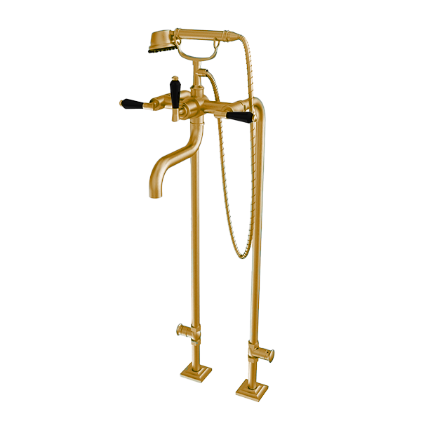 Santec - Edo Crystal Floor Mount Tub Filler With Hand Shower And Shut-Off Valves (Pair)
