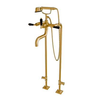 Santec - Edo Crystal Floor Mount Tub Filler With Hand Shower And Shut-Off Valves (Pair)