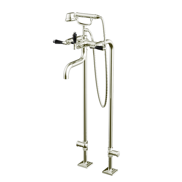 Santec - Edo Crystal Floor Mount Tub Filler With Hand Shower And Shut-Off Valves (Pair)