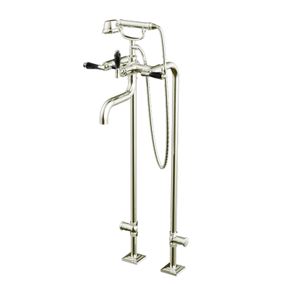 Santec - Edo Crystal Floor Mount Tub Filler With Hand Shower And Shut-Off Valves (Pair)