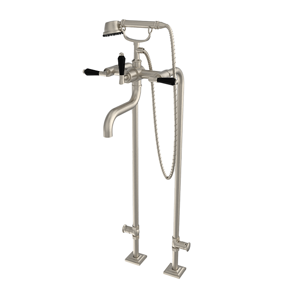 Santec - Edo Crystal Floor Mount Tub Filler With Hand Shower And Shut-Off Valves (Pair)