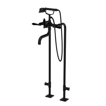 Santec - Edo Crystal Floor Mount Tub Filler With Hand Shower And Shut-Off Valves (Pair)
