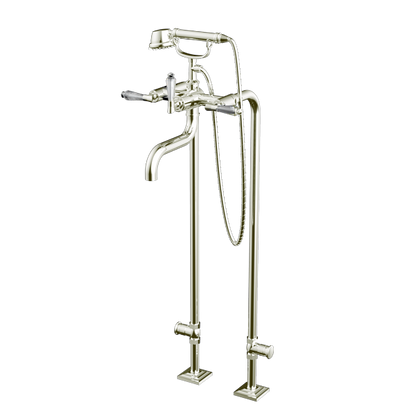 Santec - Edo Crystal Floor Mount Tub Filler With Hand Shower And Shut-Off Valves (Pair)