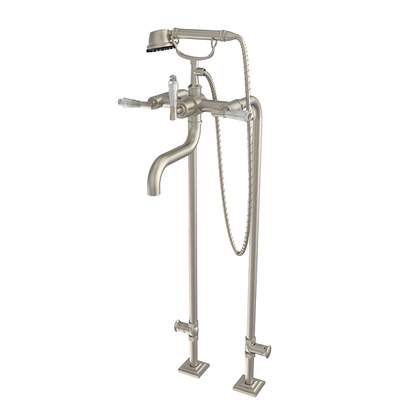 Santec - Edo Crystal Floor Mount Tub Filler With Hand Shower And Shut-Off Valves (Pair)