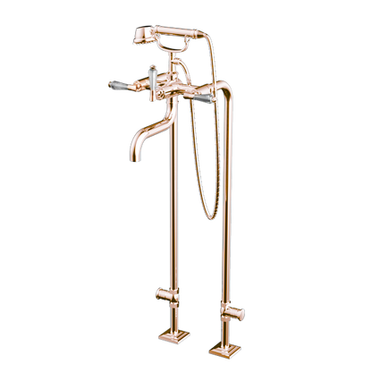 Santec - Edo Crystal Floor Mount Tub Filler With Hand Shower And Shut-Off Valves (Pair)