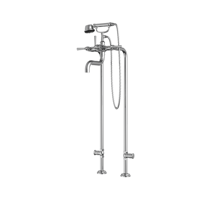 Santec - Hana Floor Mount Tub Filler With Hand Shower And Shut-Off Valves (Pair)