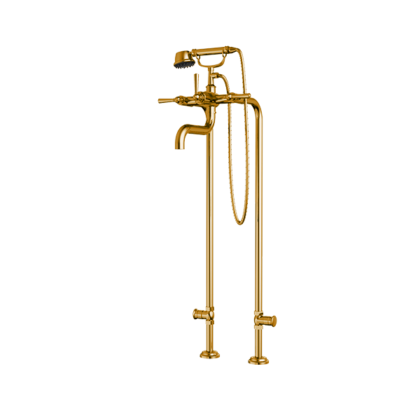 Santec - Hana Floor Mount Tub Filler With Hand Shower And Shut-Off Valves (Pair)