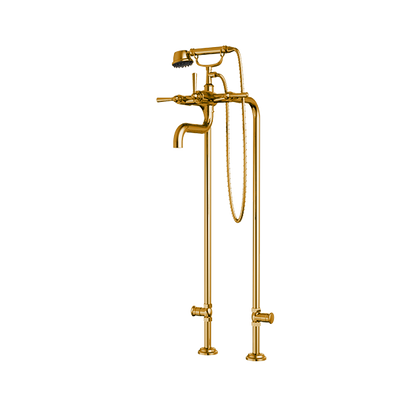Santec - Hana Floor Mount Tub Filler With Hand Shower And Shut-Off Valves (Pair)