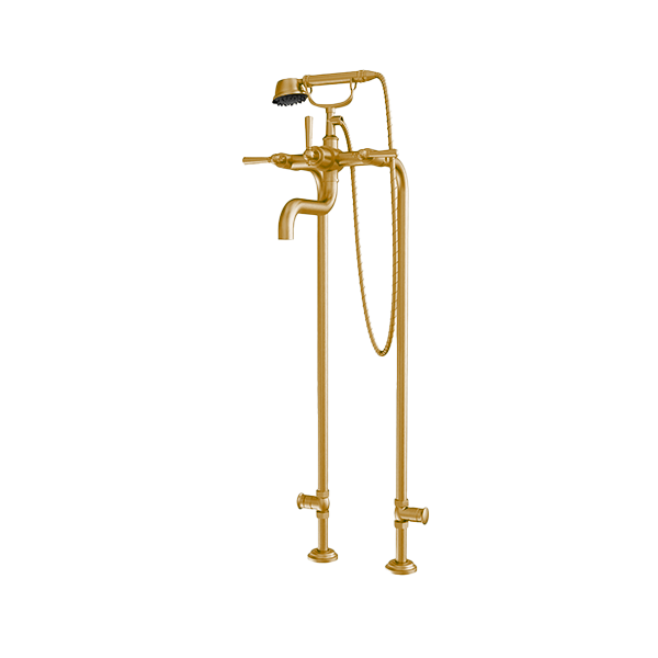 Santec - Hana Floor Mount Tub Filler With Hand Shower And Shut-Off Valves (Pair)