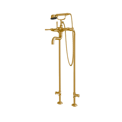 Santec - Hana Floor Mount Tub Filler With Hand Shower And Shut-Off Valves (Pair)