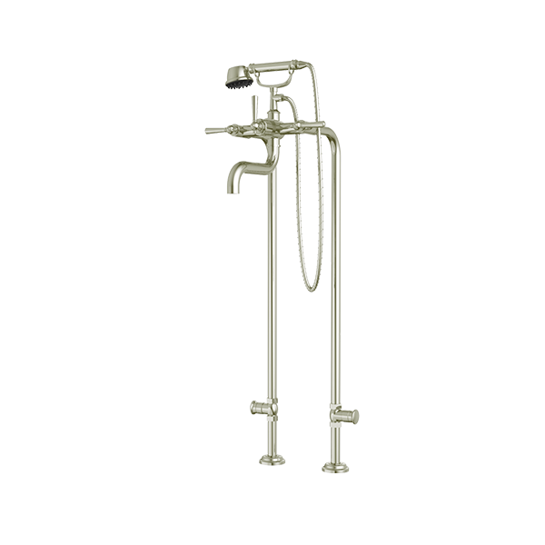 Santec - Hana Floor Mount Tub Filler With Hand Shower And Shut-Off Valves (Pair)