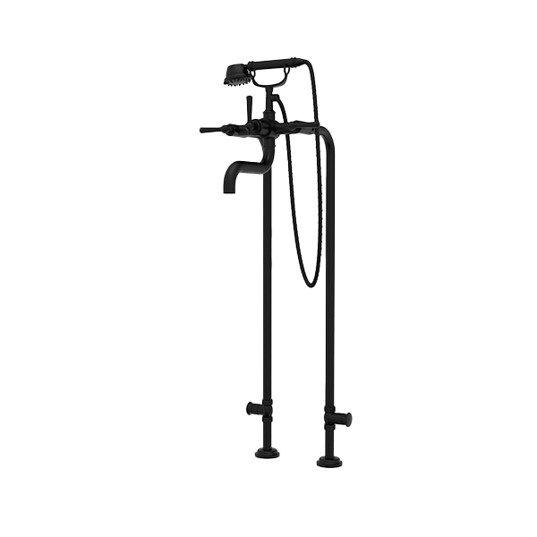 Santec - Hana Floor Mount Tub Filler With Hand Shower And Shut-Off Valves (Pair)