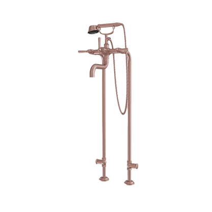 Santec - Hana Floor Mount Tub Filler With Hand Shower And Shut-Off Valves (Pair)