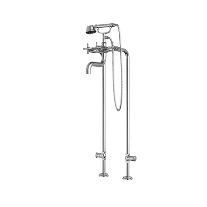Santec - Hana Floor Mount Tub Filler With Hand Shower And Shut-Off Valves (Pair)