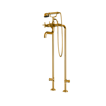 Santec - Hana Floor Mount Tub Filler With Hand Shower And Shut-Off Valves (Pair)