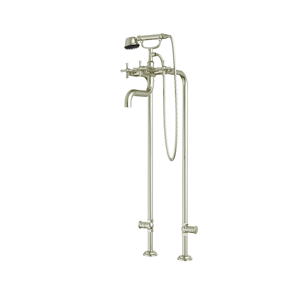 Santec - Hana Floor Mount Tub Filler With Hand Shower And Shut-Off Valves (Pair)
