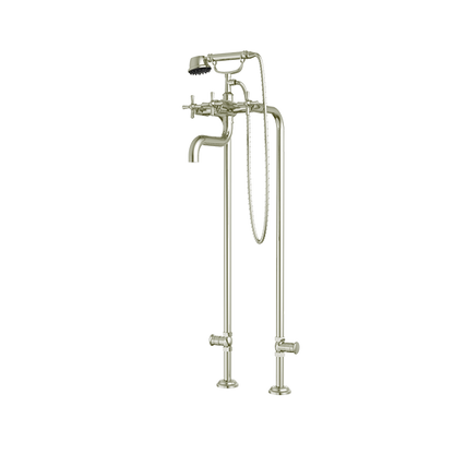 Santec - Hana Floor Mount Tub Filler With Hand Shower And Shut-Off Valves (Pair)