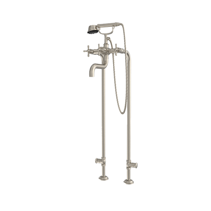 Santec - Hana Floor Mount Tub Filler With Hand Shower And Shut-Off Valves (Pair)
