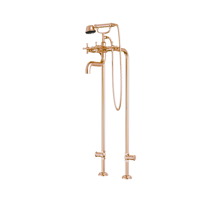Santec - Hana Floor Mount Tub Filler With Hand Shower And Shut-Off Valves (Pair)