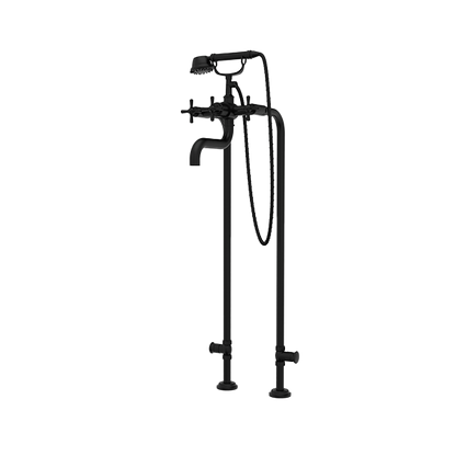 Santec - Hana Floor Mount Tub Filler With Hand Shower And Shut-Off Valves (Pair)