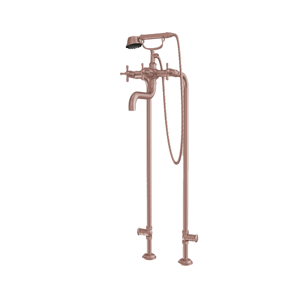 Santec - Hana Floor Mount Tub Filler With Hand Shower And Shut-Off Valves (Pair)