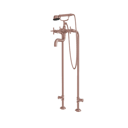 Santec - Hana Floor Mount Tub Filler With Hand Shower And Shut-Off Valves (Pair)