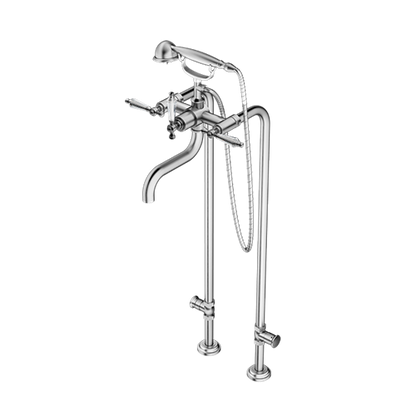 Santec - Klassica Crystal Floor Mount Tub Filler With Hand Shower And Shut-Off Valves (Pair)