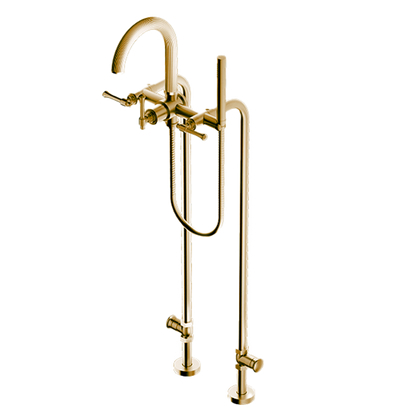 Santec - Athena II Floor Mount Tub Filler With Hand Shower And Shut-Off Valves (Pair)
