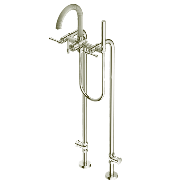 Santec - Athena II Floor Mount Tub Filler With Hand Shower And Shut-Off Valves (Pair)