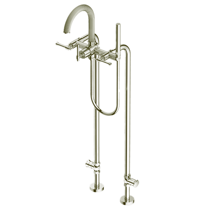 Santec - Athena II Floor Mount Tub Filler With Hand Shower And Shut-Off Valves (Pair)