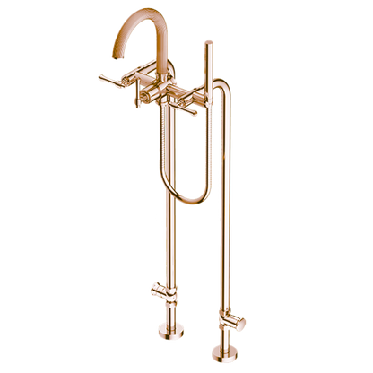 Santec - Athena II Floor Mount Tub Filler With Hand Shower And Shut-Off Valves (Pair)