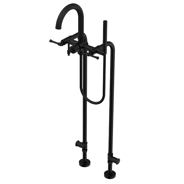 Santec - Athena II Floor Mount Tub Filler With Hand Shower And Shut-Off Valves (Pair)
