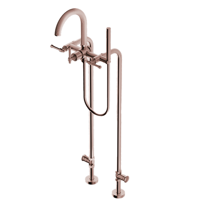 Santec - Athena II Floor Mount Tub Filler With Hand Shower And Shut-Off Valves (Pair)