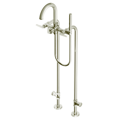 Santec - Athena I Floor Mount Tub Filler With Hand Shower And Shut-Off Valves (Pair)