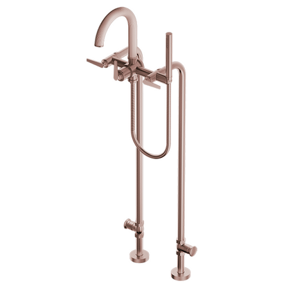 Santec - Athena I Floor Mount Tub Filler With Hand Shower And Shut-Off Valves (Pair)