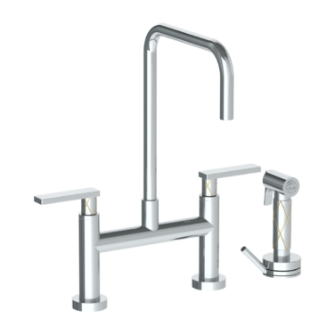 Watermark - Lily Deck Mounted Bridge Square Top Kitchen Faucet with Independent Side Spray