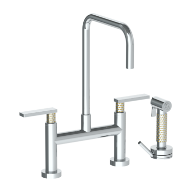 Watermark - Lily Deck Mounted Bridge Square Top Kitchen Faucet with Independent Side Spray