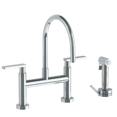 Watermark - Lily Deck Mounted Bridge Gooseneck Kitchen Faucet with Independent Side Spray