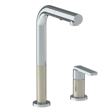Watermark - Lily Deck Mounted 2 Hole Square Top Prep Faucet with Pull Out Spray