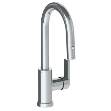 Watermark - Lily Deck Mounted 1 Hole Gooseneck Prep Faucet with Pull Down Spray