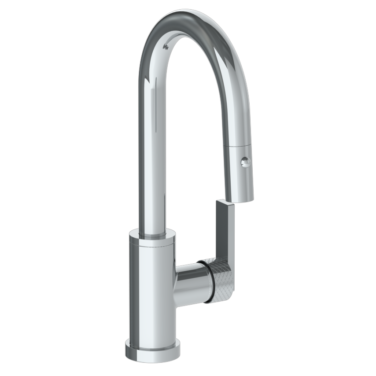Watermark - Lily Deck Mounted 1 Hole Gooseneck Prep Faucet with Pull Down Spray