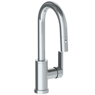 Watermark - Lily Deck Mounted 1 Hole Gooseneck Prep Faucet with Pull Down Spray