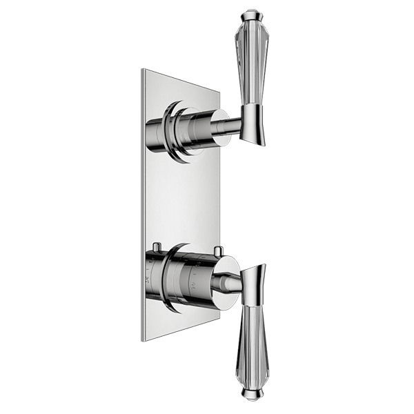 Santec - Edo Crystal Trim (Non-Shared Function) - 1/2 Inch Thermostatic Trim With Volume Control And 2-Way Diverter