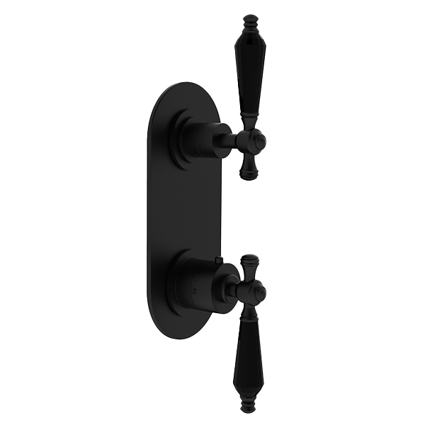Santec - Klassica Crystal Trim (Shared Function) - 1/2 Inch Thermostatic Trim With Volume Control And 2-Way Diverter
