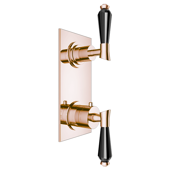 Santec - Edo Crystal Trim (Shared Function) - 1/2 Inch Thermostatic Trim With Volume Control And 3-Way Diverter