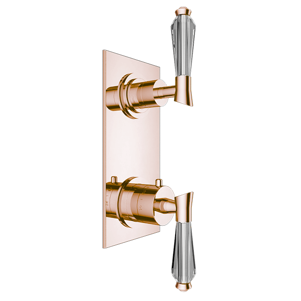 Santec - Edo Crystal Trim (Non-Shared Function) - 1/2 Inch Thermostatic Trim With Volume Control And 3-Way Diverter