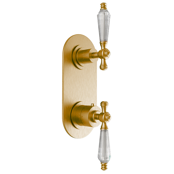 Santec - Klassica Crystal Trim (Non-Shared Function) - 1/2 Inch Thermostatic Trim With Volume Control And 2-Way Diverter