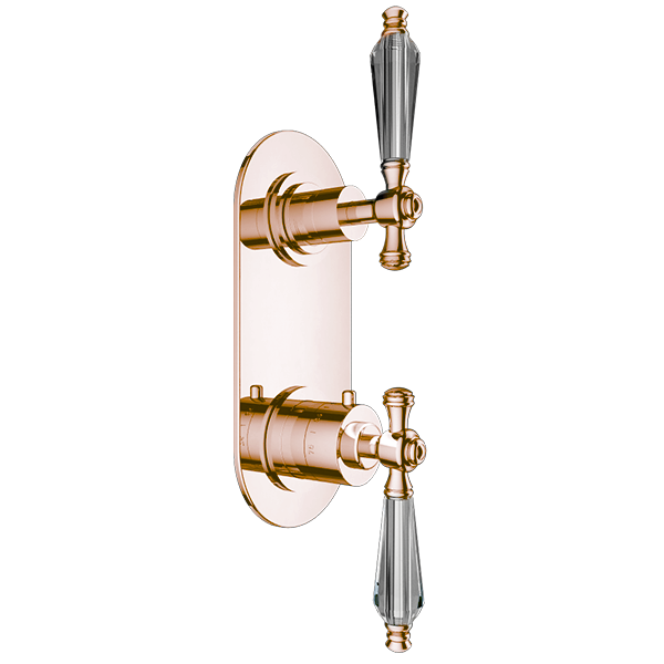 Santec - Klassica Crystal Trim (Non-Shared Function) - 1/2 Inch Thermostatic Trim With Volume Control And 2-Way Diverter