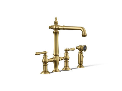 Kohler - Artifacts Three-Hole Bridge Kitchen Sink Faucet With Side Sprayer